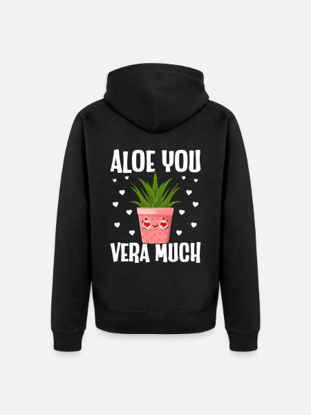 Funny Succulent Aloe Vera - Unisex Premium Organic Zip Hoodie - black