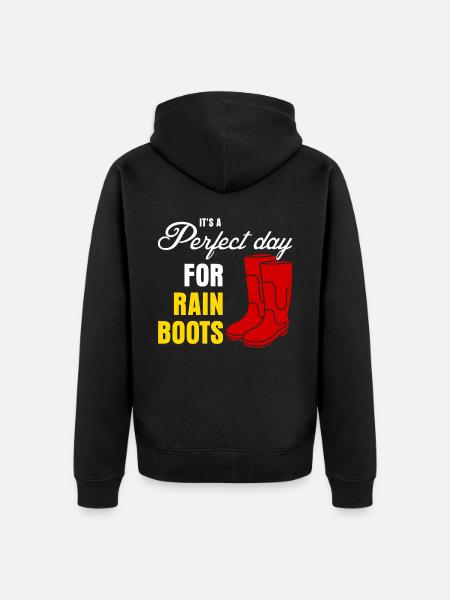 Rain Boots - Unisex Premium Organic Zip Hoodie - black