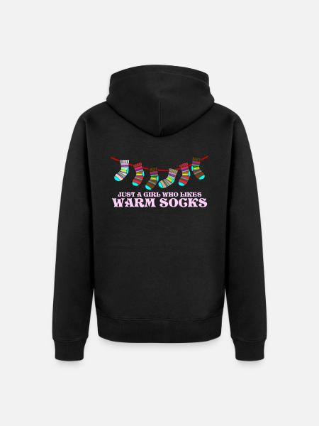 Winter Socks Sock Wool Socks - Unisex Premium Organic Zip Hoodie - black