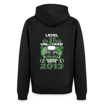 Jeux 11e anniversaire 11 ans de jeu - Veste à capuche bio Premium Unisexe - noir - Dos - Nico (187cm)