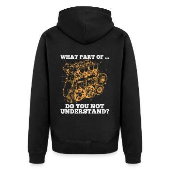 Was an.. verstehst du nicht? Humorvolle Weisheiten - Unisex Premium Bio Zip Hoodie - Schwarz - Hinten - Nico (187cm)