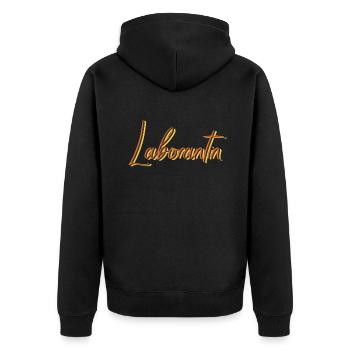 Chemiker Abschluss-Geschenk Laborantin - Unisex Premium Bio Zip Hoodie - Schwarz - Hinten - Nico (187cm)
