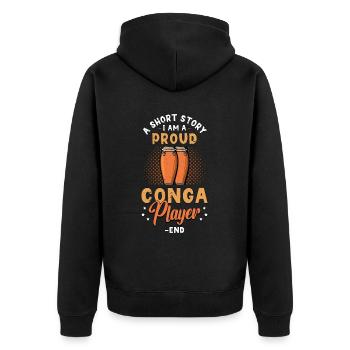 Conga Player A Short Story I Am A Conga Drummer - Unisex Premium Bio Zip Hoodie - Schwarz - Hinten - Nico (187cm)
