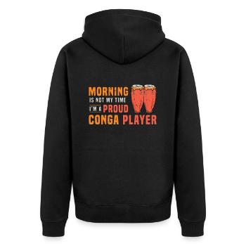 Conga Player Morning Is Not My Time I'm Conga Drum - Unisex Premium Bio Zip Hoodie - Schwarz - Hinten - Nico (187cm)