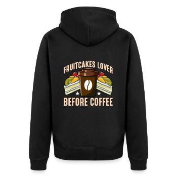Amateur de gâteaux aux fruits avant la préparation du café Amateur de café - Veste à capuche bio Premium Unisexe - noir - Dos - Nico (187cm)