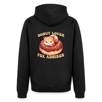Donut Lover Fox Admirer Cute Donut Fox Sweet Desse - Unisex Premium Bio Zip Hoodie - Schwarz - Hinten - Nico (187cm)