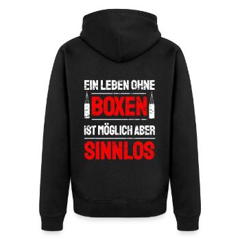 Boxen Boxsport Kampfsport Motto - Unisex Premium Bio Zip Hoodie - Schwarz - Hinten - Nico (187cm)