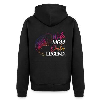 Doula accoucheuse maman femme. Maman. - Veste à capuche bio Premium Unisexe - noir - Dos - Nico (187cm)