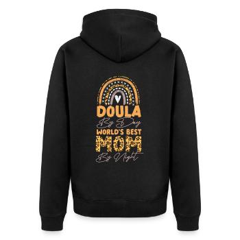 Doula Travailleuse à la naissance Doula par jour - Veste à capuche bio Premium Unisexe - noir - Dos - Nico (187cm)