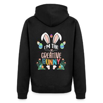 I'm The Creative Bunny - Unisex Premium Bio Zip Hoodie - Schwarz - Hinten - Nico (187cm)