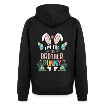 I'm The Brother Bunny - Unisex Premium Bio Zip Hoodie - Schwarz - Hinten - Nico (187cm)