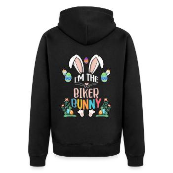 I'm The Biker Bunny - Unisex Premium Bio Zip Hoodie - Schwarz - Hinten - Nico (187cm)