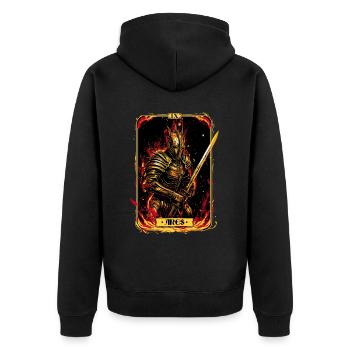 Ares Tarot Card Ancient Greek God Warrior - Unisex Premium Bio Zip Hoodie - Schwarz - Hinten - Nico (187cm)