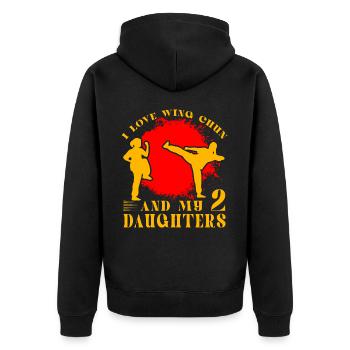 J’adore le Wing chun et mes 2 filles - Veste à capuche bio Premium Unisexe - noir - Dos - Nico (187cm)
