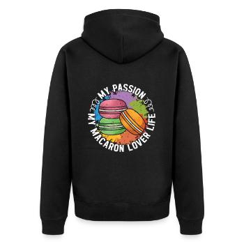 Amateur de macarons Ma passion Mon chef pâtissier macaron - Veste à capuche bio Premium Unisexe - noir - Dos - Nico (187cm)