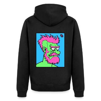 Male Cartoon Man - Unisex Premium Organic Zip Hoodie - black - Back - Nico (187cm)