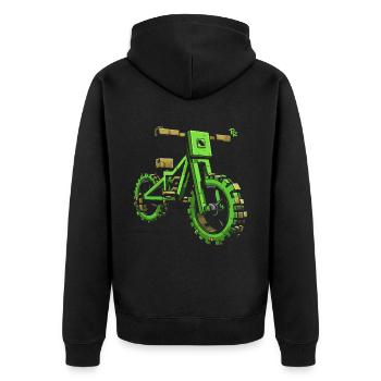 Pixel BMX Dirtbike Mountainbike - Unisex Premium Bio Zip Hoodie - Schwarz - Hinten - Nico (187cm)