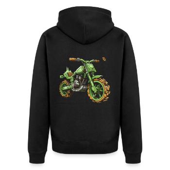 Pixel Bike: Motorcycle Motocross - Unisex Premium Organic Zip Hoodie - black - Back - Nico (187cm)