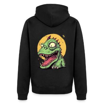 Unansehnlicher kleiner Drache - Unisex Premium Bio Zip Hoodie - Schwarz - Hinten - Nico (187cm)