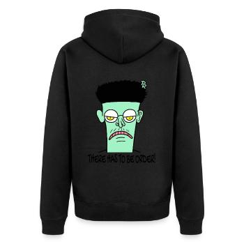 Il doit y avoir de l’ordre : un gars de dessin animé pas drôle - Veste à capuche bio Premium Unisexe - noir - Dos - Nico (187cm)