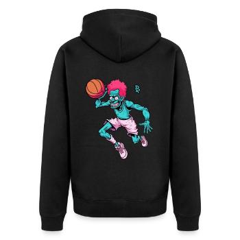 Dessin animé d’un joueur de basket-ball zombie drôle - Veste à capuche bio Premium Unisexe - noir - Dos - Nico (187cm)