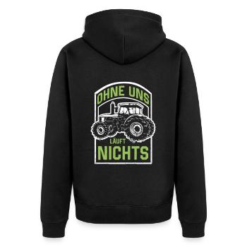 Ohne uns läuft nichts Protest Großdemo Demo Streik - Unisex Premium Bio Zip Hoodie - Schwarz - Hinten - Nico (187cm)