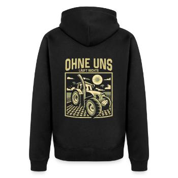 Ohne uns läuft nichts Protest Großdemo Demo Streik - Unisex Premium Bio Zip Hoodie - Schwarz - Hinten - Nico (187cm)