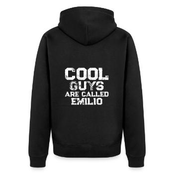Les mecs cool s’appellent Emilio - Veste à capuche bio Premium Unisexe - noir - Dos - Nico (187cm)