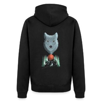 Wolf head animal motif print with wolf - Unisex Premium Organic Zip Hoodie - black - Back - Nico (187cm)
