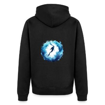 Unterwasserwelt Ozean Taucher - Unisex Premium Bio Zip Hoodie - Schwarz - Hinten - Nico (187cm)