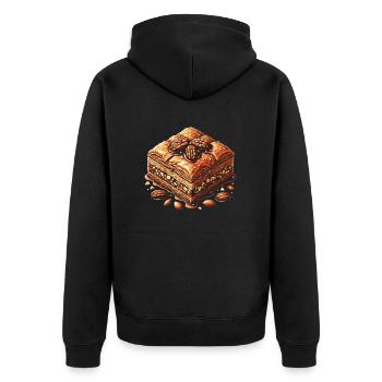 Baklava Pâtisserie Dessert Gourmand Moyen-Orient - Veste à capuche bio Premium Unisexe - noir - Dos - Nico (187cm)