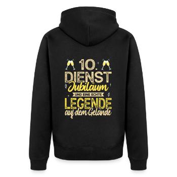 10 Jähriges Dienstjubiläum Firmenjubiläum Geschenk - Unisex Premium Bio Zip Hoodie - Schwarz - Hinten - Nico (187cm)