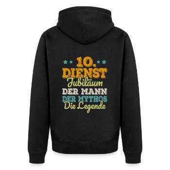 10 Jähriges Dienstjubiläum Firmenjubiläum Geschenk - Unisex Premium Bio Zip Hoodie - Schwarz - Hinten - Nico (187cm)