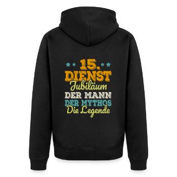 15 Jähriges Dienstjubiläum Firmenjubiläum Geschenk - Unisex Premium Bio Zip Hoodie - Schwarz - Hinten - Nico (187cm)