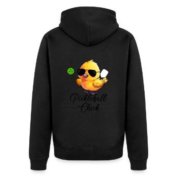 Pickleball Chick, pickleball drôle - Veste à capuche bio Premium Unisexe - noir - Dos - Nico (187cm)