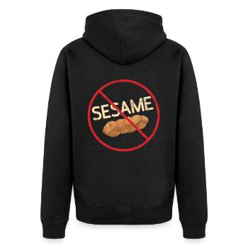 No Sesame Allergy Awareness Warning Allergic - Unisex Premium Bio Zip Hoodie - Schwarz - Hinten - Nico (187cm)