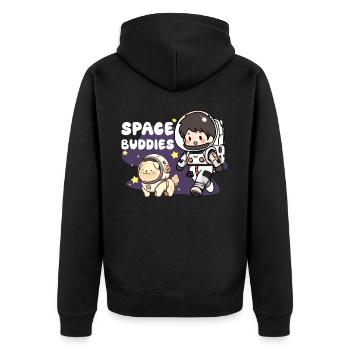 Space Buddies Kawaii Astronaut With Dog Galaxy Exp - Unisex Premium Bio Zip Hoodie - Schwarz - Hinten - Nico (187cm)