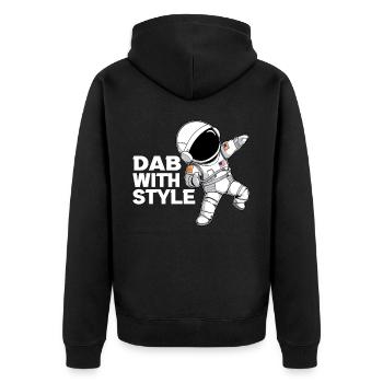 Dab With Style Funny Dabbing Cute Astronaut Outer - Unisex Premium Bio Zip Hoodie - Schwarz - Hinten - Nico (187cm)