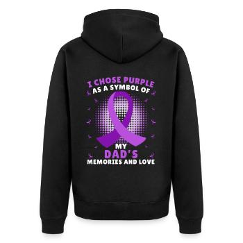 Family Support Dad with Dementia Alzheimer's Aware - Unisex Premium Bio Zip Hoodie - Schwarz - Hinten - Nico (187cm)