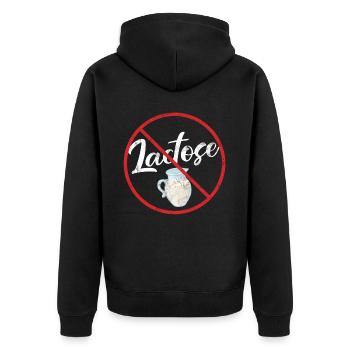 No Lactose Allergy Awareness Warning Allergic - Unisex Premium Bio Zip Hoodie - Schwarz - Hinten - Nico (187cm)