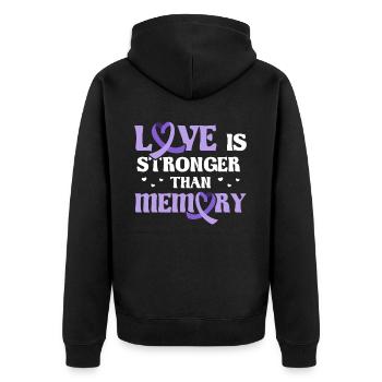 Positive Affirmation Alzheimer's Awareness Memory - Unisex Premium Bio Zip Hoodie - Schwarz - Hinten - Nico (187cm)
