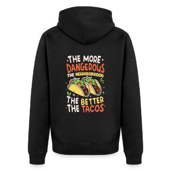 T-shirt Tacos & Adventure – Dangereusement bon ! - Veste à capuche bio Premium Unisexe - noir - Dos - Nico (187cm)