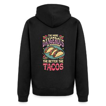 T-shirt Tacos & Adventure – Dangereusement bon ! - Veste à capuche bio Premium Unisexe - noir - Dos - Nico (187cm)