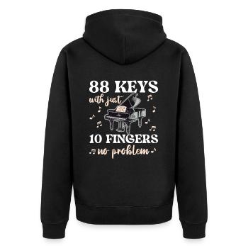 88 Keys With just 10 fingers no problem - Unisex Premium Organic Zip Hoodie - black - Back - Nico (187cm)