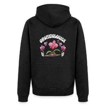 Orchid Whisperer Planzen Freund Orchideen - Unisex Premium Bio Zip Hoodie - Schwarz - Hinten - Nico (187cm)