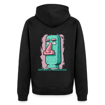 modern, advanced moai statue Easter Island - Unisex Premium Organic Zip Hoodie - black - Back - Nico (187cm)