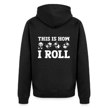 This is how I roll cute bear panda - Unisex Premium Organic Zip Hoodie - black - Back - Nico (187cm)
