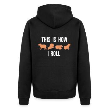 So Rolle Ich Süße Capybara - Unisex Premium Bio Zip Hoodie - Schwarz - Hinten - Nico (187cm)