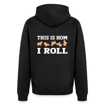 So Rolle Ich Süße Capybara - Unisex Premium Bio Zip Hoodie - Schwarz - Hinten - Nico (187cm)