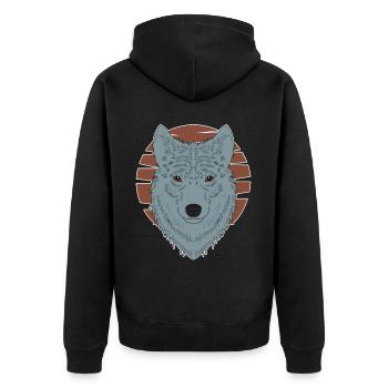 Wolf head animal motif print with wolf - Unisex Premium Organic Zip Hoodie - black - Back - Nico (187cm)